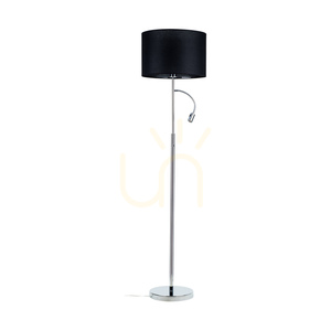 Eros golvlampa, 1xE27 (max. (60 W), 1 st LED 3000 K 3 W, krommetall/transparent PVC-sladd/svart lampskärm Ø 40 cm small 0