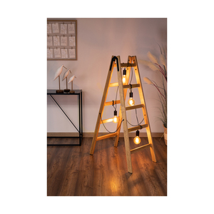 Eskalo golvlampa, 4xE27, Max. 15 W LED, brunbehandlad furu / svart metall / svart PVC-kabel, 82 cm small 3