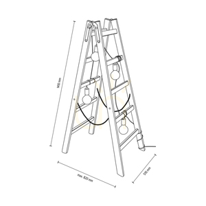 Eskalo golvlampa, 4xE27, Max. 15 W LED, brunbehandlad furu / svart metall / svart PVC-kabel, 82 cm small 4