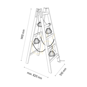 Eskalo golvlampa, 4xE27, Max. 15 W LED, brunbehandlad furu / svart PVC-sladd / svart metallskärm, 82 cm small 3