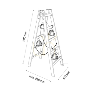 Eskalo golvlampa, 4xE27, Max. 15 W LED, färgad furu (valnöt)/svart PVC-sladd/svart metallskärm, 82 cm small 4