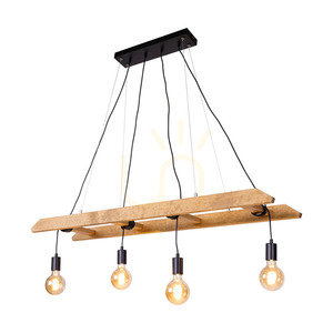 Eskalo 4xE27 taklampa, Max. 60 W, brunbehandlad furu / svart metall / svart PVC-kabel, 123,5 cm small 1