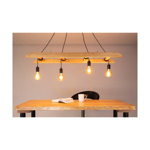 Eskalo 4xE27 taklampa, Max. 60 W, brunbehandlad furu / svart metall / svart PVC-kabel, 123,5 cm small 3