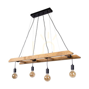 Eskalo 4xE27 taklampa, Max. 60 W, brunbehandlad furu / svart metall / svart PVC-kabel, 123,5 cm small 0