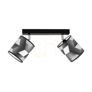 Espacio taklampa, 2xE27, Max. 25 W, lampskärm i svart metall/krommetall/mångfärgad tapet, 52 cm small 2