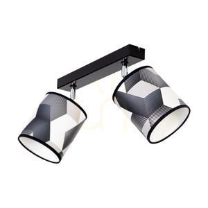 Espacio taklampa, 2xE27, Max. 25 W, lampskärm i svart metall/krommetall/mångfärgad tapet, 52 cm small 3