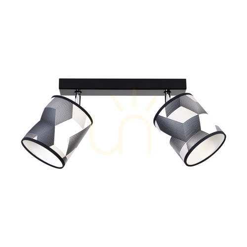 Kontrollera Espacio taklampa, 2xE27, Max. 25 W, lampskärm i svart metall/krommetall/mångfärgad tapet, 52 cm
