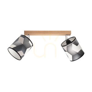 Espacio taklampa, 2xE27, Max. 25 W, oljad ek/krommetall/flerfärgad lampskärm av tapet, 52 cm small 0