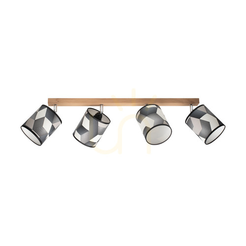 Kontrollera Espacio taklampa, 4xE27, Max. 25 W, oljad ek/krommetall/flerfärgad lampskärm av tapet, 90 cm