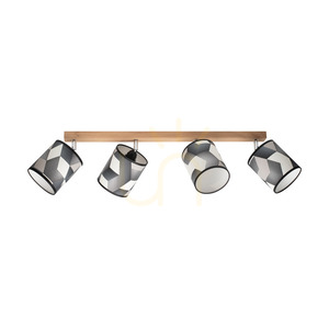 Espacio taklampa, 4xE27, Max. 25 W, oljad ek/krommetall/flerfärgad lampskärm av tapet, 90 cm small 0