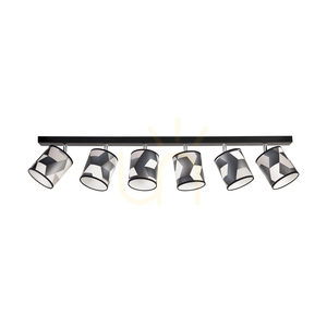 Espacio taklampa 6xE27 Max. 25 W lampskärm i svart metall/krommetall/mångfärgad tapet, 127 cm small 2
