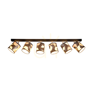 Espacio taklampa 6xE27 Max. 25 W lampskärm i svart metall/krommetall/mångfärgad tapet, 127 cm small 3