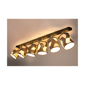 Espacio taklampa 6xE27 Max. 25 W lampskärm i svart metall/krommetall/mångfärgad tapet, 127 cm small 5
