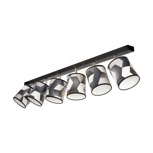 Kontrollera Espacio taklampa 6xE27 Max. 25 W lampskärm i svart metall/krommetall/mångfärgad tapet, 127 cm