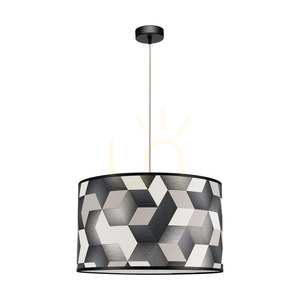 Espacio taklampa, 1xE27, Max. 60 W, svart metall/genomskinlig PVC-sladd/mångfärgad lampskärm av tapet, Ø 50 cm small 0