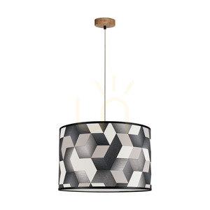 Espacio taklampa, 1xE27, Max. 60 W, oljad ek / genomskinlig PVC-sladd / lampskärm i mångfärgad tapet, Ø 40 cm small 0