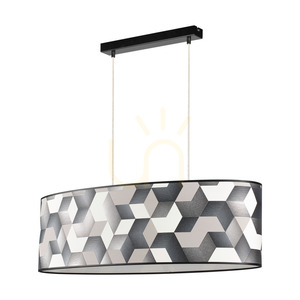 Espacio taklampa, 2xE27, Max. 40 W, svart metall/genomskinlig PVC-sladd/flerfärgad lampskärm av tapet, 80 cm small 0
