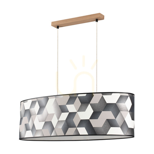 Kontrollera Espacio taklampa, 2xE27, Max. 40 W, oljad ek / genomskinlig PVC-sladd / lampskärm i mångfärgad tapet, 80 cm
