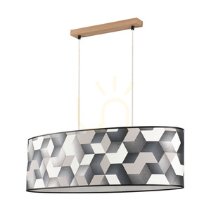 Espacio taklampa, 2xE27, Max. 40 W, oljad ek / genomskinlig PVC-sladd / lampskärm i mångfärgad tapet, 80 cm small 0