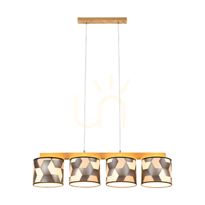 Espacio taklampa, 4xE27, Max. 25 W, oljad ek / genomskinlig PVC-sladd / lampskärm i mångfärgad tapet, 86 cm small 1