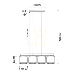 Espacio taklampa, 4xE27, Max. 25 W, oljad ek / genomskinlig PVC-sladd / lampskärm i mångfärgad tapet, 86 cm small 4