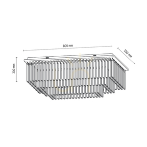 Taklampa Euphoria, med 19 LED-lampor, 3000 K, 57 W, krommetall/transparenta kristaller, 80 cm small 2