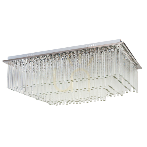 Kontrollera Taklampa Euphoria, med 19 LED-lampor, 3000 K, 57 W, krommetall/transparenta kristaller, 80 cm