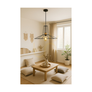 Ferro taklampa, 1xE27, Max. 60 W, oljad ek/svart metall/svart PVC-sladd/svart metallskärm, Ø55 cm small 2