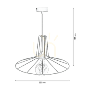 Ferro taklampa, 1xE27, Max. 60 W, oljad ek/svart metall/svart PVC-sladd/svart metallskärm, Ø55 cm small 3
