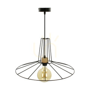 Ferro taklampa, 1xE27, Max. 60 W, oljad ek/svart metall/svart PVC-sladd/svart metallskärm, Ø55 cm small 0