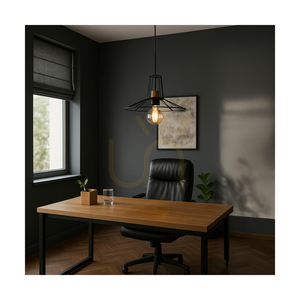 Ferro taklampa, 1xE27, Max. 60 W, oljad ek/svart metall/svart PVC-sladd/svart metallskärm, Ø 50 cm small 1