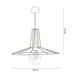 Ferro taklampa, 1xE27, Max. 60 W, oljad ek/svart metall/svart PVC-sladd/svart metallskärm, Ø 50 cm small 2