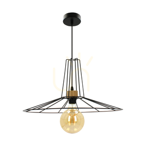 Ferro taklampa, 1xE27, Max. 60 W, oljad ek/svart metall/svart PVC-sladd/svart metallskärm, Ø 50 cm small 0