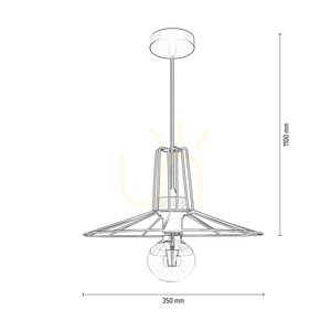 Ferro taklampa, 1xE27, Max. 60 W, oljad ek/svart metall/svart PVC-sladd/svart metallskärm, Ø 35 cm small 2