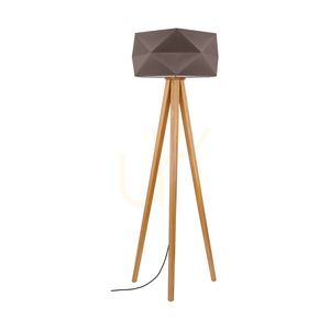 Finja golvlampa 1xE27 Max. 60 W, oljad ek/antracit, flätad sladd/brun lampskärm, Ø 52 cm small 0