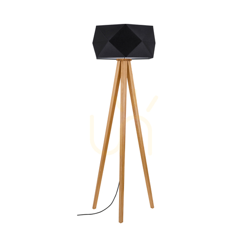 Kontrollera Finja golvlampa, 1xE27, Max. 60 W, oljad ek/antracit, flätad sladd/svart, lampskärm Ø 52 cm