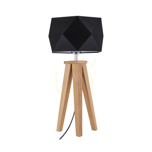 Kontrollera Finja bordslampa, 1xE27, Max. 60 W, oljad ek/antracit, flätad sladd/svart, lampskärm Ø 29 cm