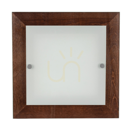 Kontrollera Finn vägglampa, 1xLED, 2700K, 14W, bok- och valnötsträ / vitt-transparent glas, 29 cm