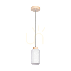Flores taklampa, 1xE27, Max. 60 W, björk/genomskinlig PVC-sladd/vit glasskärm med blommönster, Ø 10 cm small 0