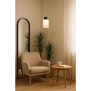 Flores taklampa, 1xE27, Max. 60 W, svart metall/genomskinlig PVC-sladd/vit glasskärm med blommönster, Ø 10 cm small 2