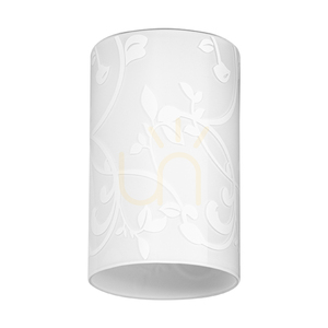 Blommor taklampa, 5xE27, Max. 60 W, krommetall / genomskinlig PVC-sladd / vit glasskärm med blommönster, Ø 35 cm small 1