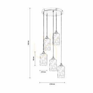 Blommor taklampa, 5xE27, Max. 60 W, krommetall / genomskinlig PVC-sladd / vit glasskärm med blommönster, Ø 35 cm small 3