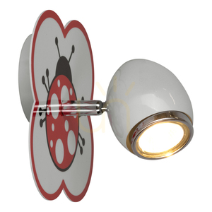 Fly vägglampa 1xGU10 max 50 W, vit/krom, metall med nyckelpigamönster, 16 cm small 1