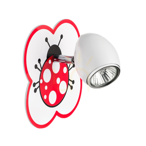 Fly vägglampa 1xGU10 max 50 W, vit/krom, metall med nyckelpigamönster, 16 cm small 2