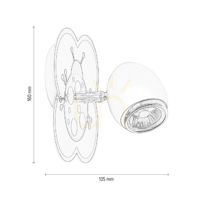 Fly vägglampa 1xGU10 max 50 W, vit/krom, metall med nyckelpigamönster, 16 cm small 4