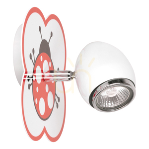 Fly vägglampa 1xGU10 max 50 W, vit/krom, metall med nyckelpigamönster, 16 cm small 0