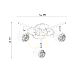 Taklampa ”Fly”, 3xGU10, Max. 50 W, vit/kromfärgad metall med nyckelpigamönster, Ø 40 cm small 2