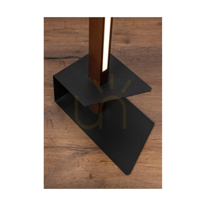 Forestier golvlampa, 1xLED, 3000 K, 18 W, valnötsfärgad furu / svart metall / svart PVC-sladd, 40 cm small 3