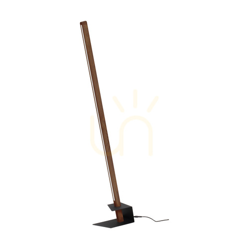Kontrollera Forestier golvlampa, 1xLED, 3000 K, 18 W, valnötsfärgad furu / svart metall / svart PVC-sladd, 40 cm