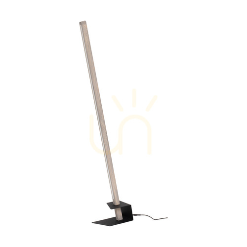Kontrollera Forestier golvlampa, 1xLED, 3000 K, 18 W, gråbetsad furu, svart metall, svart PVC-sladd (40 cm)